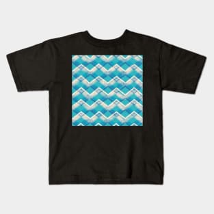 Turquoise Zig Zag Mandala Mix-up with Blue, White and Gold Kids T-Shirt